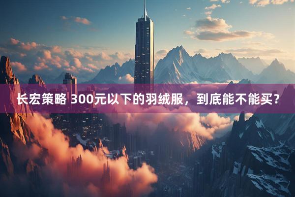 长宏策略 300元以下的羽绒服，到底能不能买？